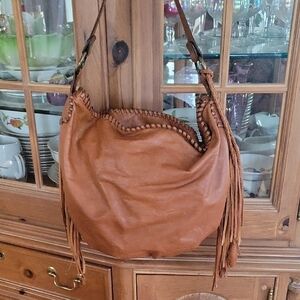 Patricia Nash Brown Leather Hobo with Fringe